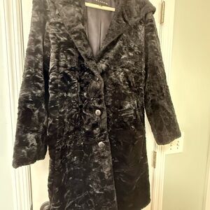 Elegant Black Faux Fur Coat